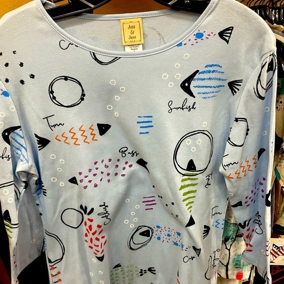 Small three-quarter sleeve round neck, cotton blouse, new with tags - Picture 1 of 3